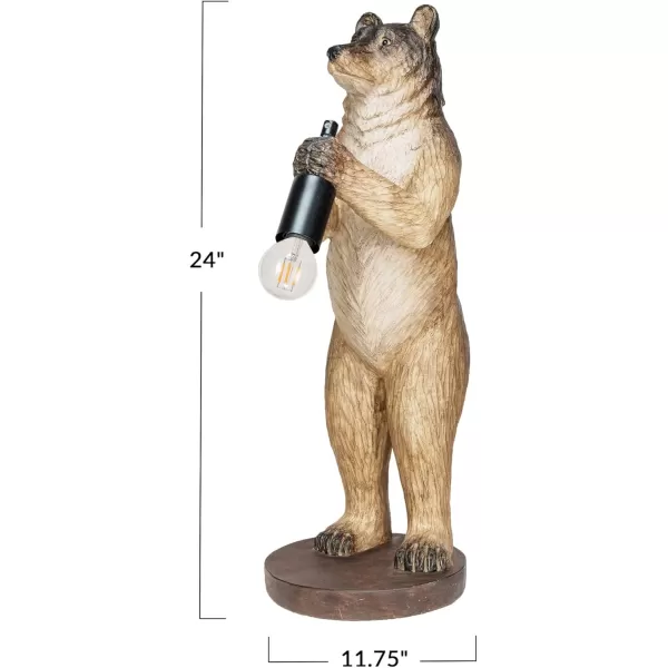 imageCreative CoOp Resin Bear Lamp with Wood Base and Inline Switch Brown