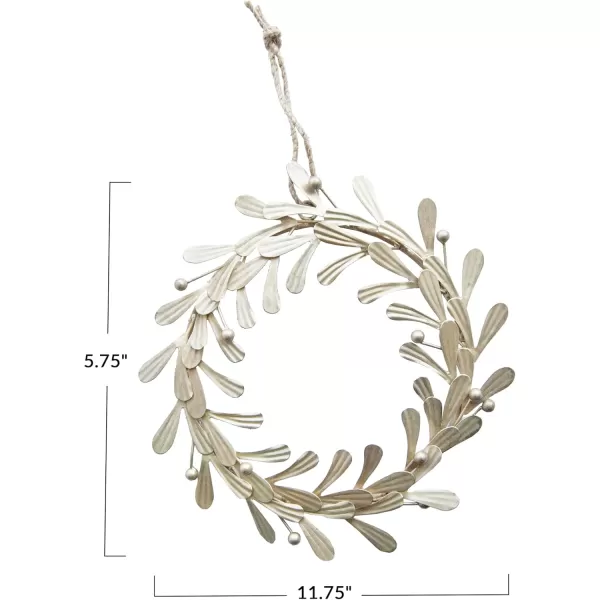 imageCreative CoOp Round Metal Leaves and Berries Wreath Distressed Pewter Finish