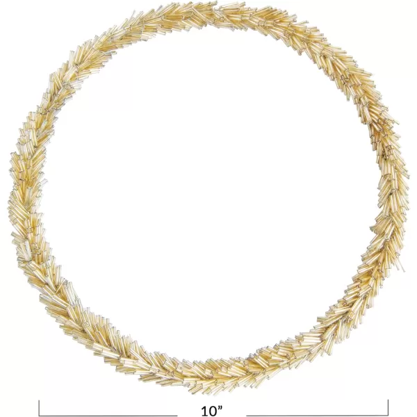 imageCreative CoOp Round Wire and Glass Bead Wreath Gold Finish