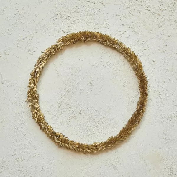imageCreative CoOp Round Wire and Glass Bead Wreath Gold Finish