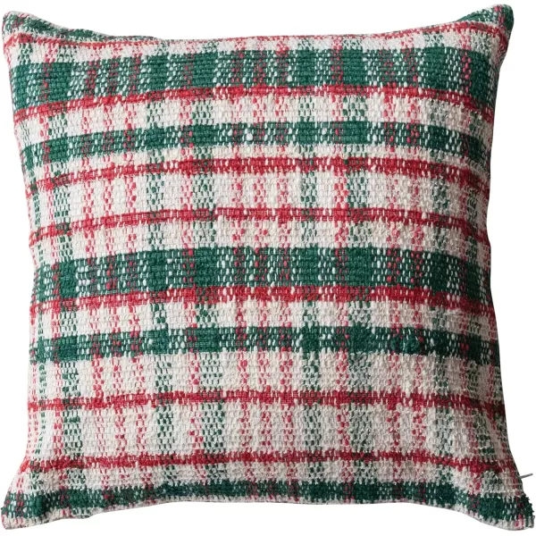 imageCreative CoOp Square Woven Cotton Blend Pillow Color Plaid Cream Red Green