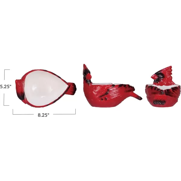 imageCreative CoOp Stoneware Cardinal Shaped Bowl Red and Black