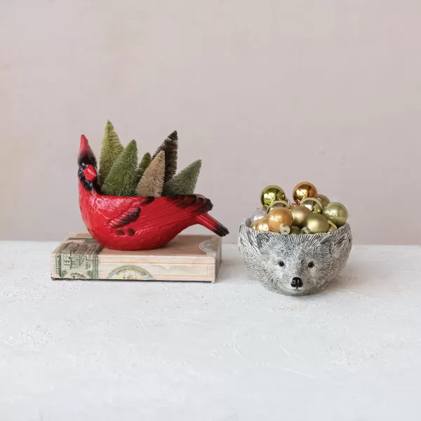 imageCreative CoOp Stoneware Cardinal Shaped Bowl Red and Black