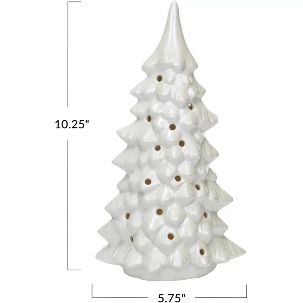 imageCreative CoOp Stoneware LED Tree with CutOuts and Iridescent Finish Cream