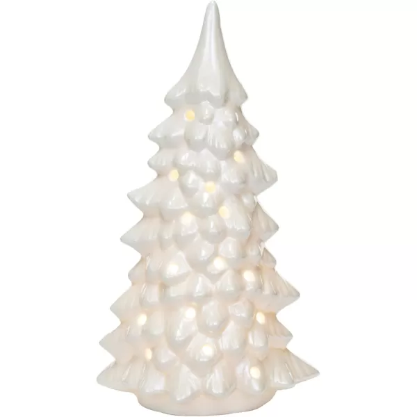 imageCreative CoOp Stoneware LED Tree with CutOuts and Iridescent Finish Cream