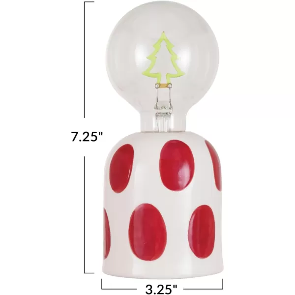 imageCreative CoOp Stoneware Lamp with LED Tree Shaped Filament Lightbulb and Resin Base Red and White