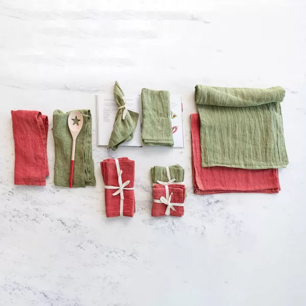 imageCreative CoOp Stonewashed Linen Table Runner Green