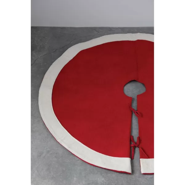 imageCreative CoOp Wool Felt White Trim ampamp Tie Closures Tree Skirts Red