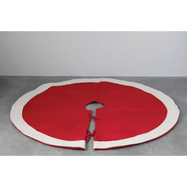imageCreative CoOp Wool Felt White Trim ampamp Tie Closures Tree Skirts Red