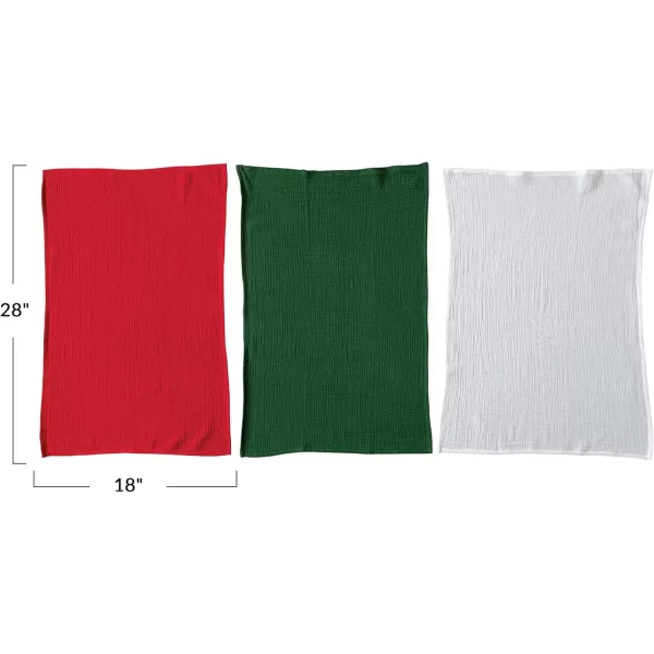 imageCreative CoOp me Woven Cotton Double Cloth Tea Towels with String and Bells Multicolor Set of 3