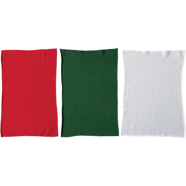 imageCreative CoOp me Woven Cotton Double Cloth Tea Towels with String and Bells Multicolor Set of 3