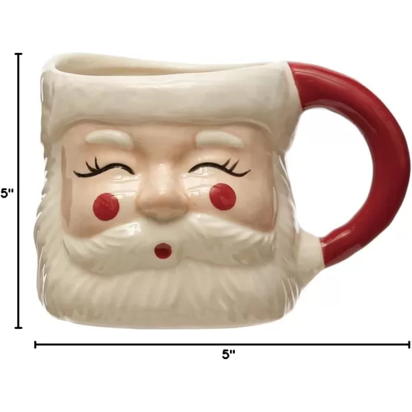 imageHandPainted Stoneware Santa Mug Red and White