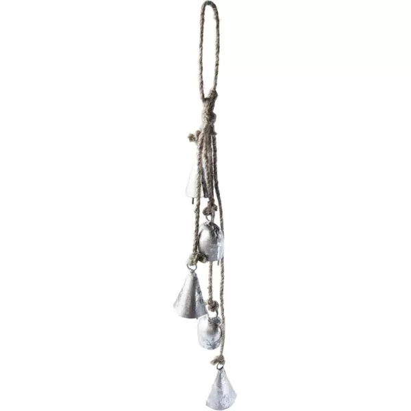 imageCreative CoOp 12quot H Handmade Hanging Metal Bells with Jute Rope Antique Silver Finish