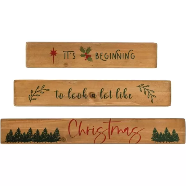 imageCreative CoOp 14 L x 2 W x 2 H 12 L x 2 W x 2 H ampamp 10 L x 2 W x 2 H Stacking Wood Block Dcor Its Beginning to Multi Color Set of 3