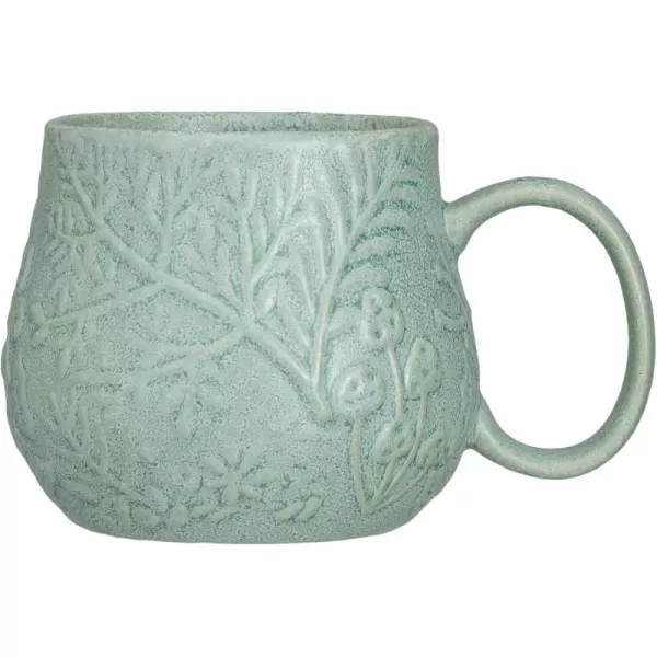 imageCreative CoOp 16 oz Embossed Stoneware Mug with Botanicals and Reactive Glaze Sage