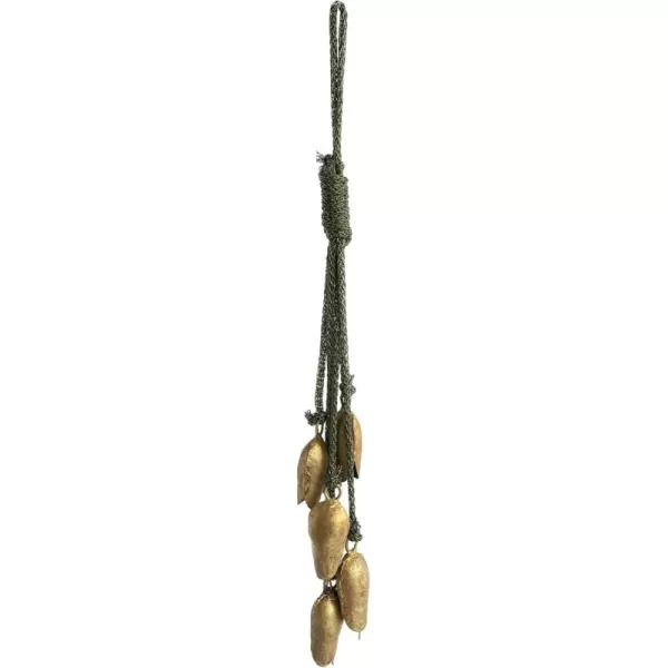 imageCreative CoOp 16quot H Hanging Metal Bells with Rope Hanger Antique Gold Finish Green