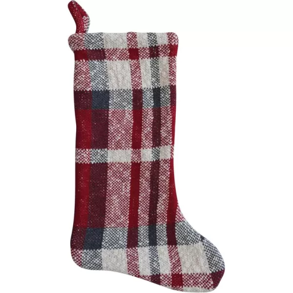 imageCreative CoOp 20quot H Cotton Slub Knit Stocking Multi Color Plaid