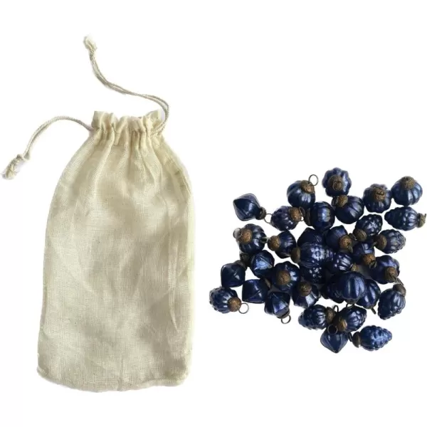 imageCreative CoOp Embossed Mercury Glass Ornaments in Muslin Bag Green and Gold Set of 36Blue