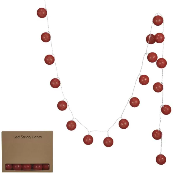 imageCreative CoOp Fabric String Ball Lights with Plastic Cord and 20 Lights Burgundy