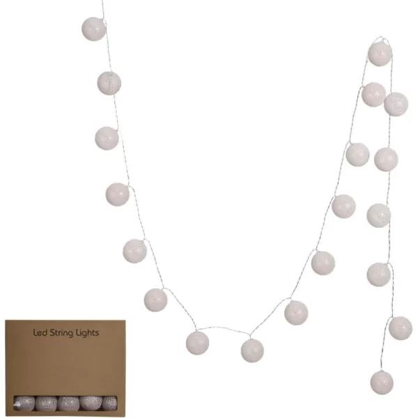 imageCreative CoOp Fabric String Ball Lights with Plastic Cord and 20 Lights Taupe