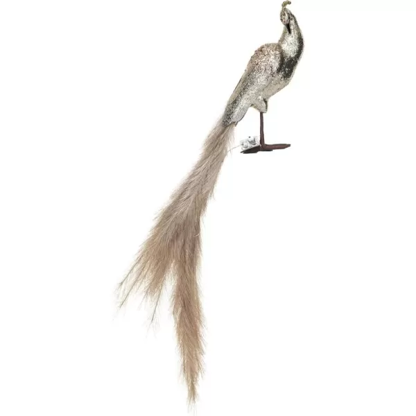 imageCreative CoOp Fabric and Feather Peacock with Glitter and LED Lights Champagne Color