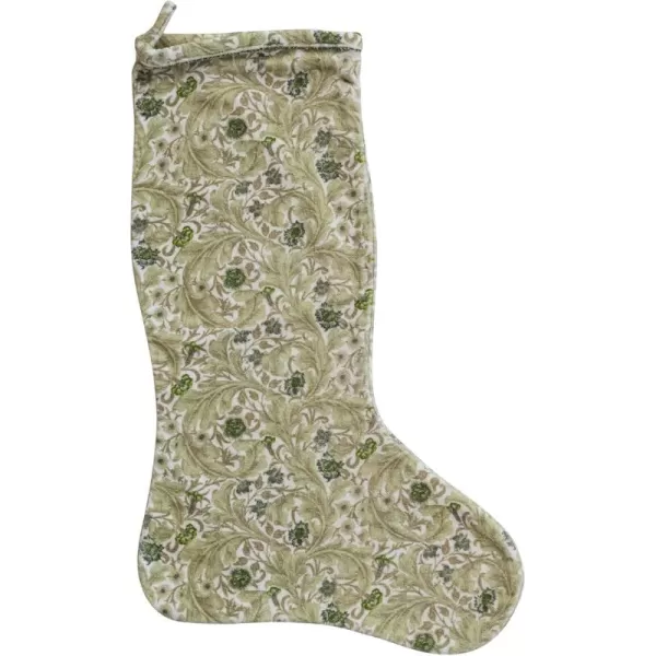 imageCreative CoOp Green and Cream Cotton Velvet Printed Stocking with Floral Pattern Color