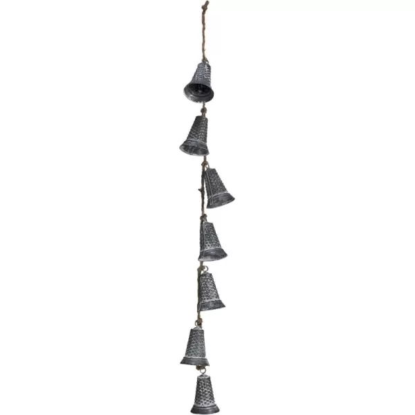 imageCreative CoOp Hanging Galvanized Metal Bells on Jute Rope Silver