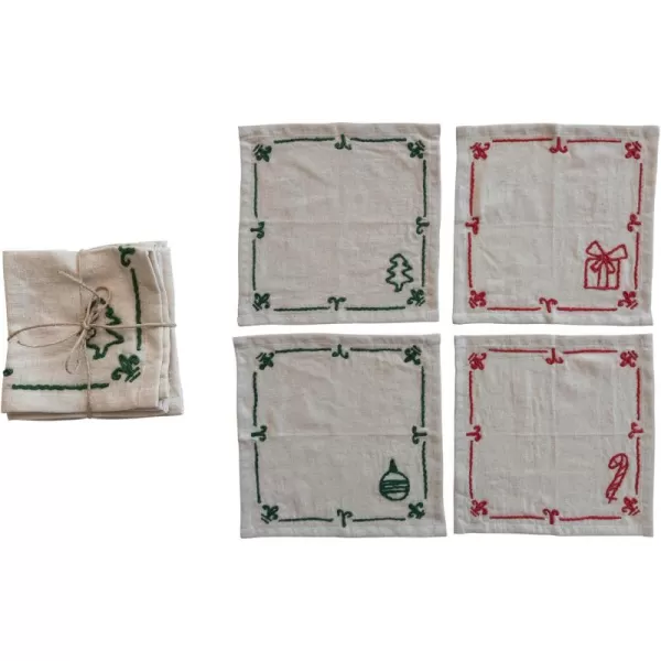imageCreative CoOp Holiday Icon Cocktail Napkins Cotton and Linen Blend Multicolor Set of 4