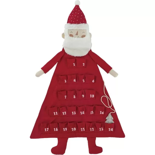imageCreative CoOp Jolly Santa Fabric Advent Calendar Red and White
