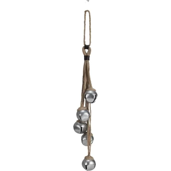 imageCreative CoOp Jute Rope Door Hanger with 5 Jingle Bells Silver Finish