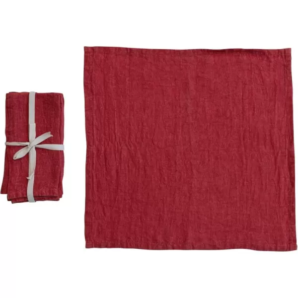 imageCreative CoOp Large Stonewashed Linen Cocktail Napkins Red Set of 4