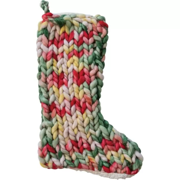 imageCreative CoOp Multicolor HandWoven Acrylic Knit Stocking with Sherpa Back