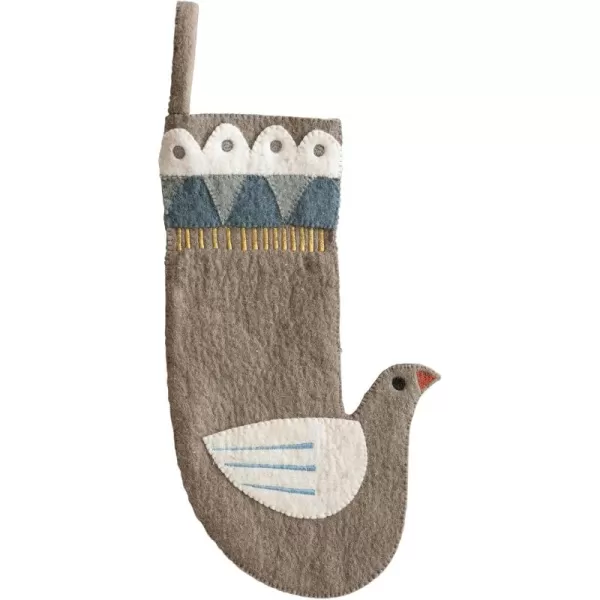 imageCreative CoOp Multicolor Wool Felt Dove Shaped Stocking with Applique and Embroidery