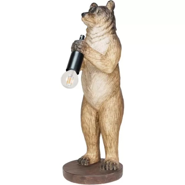 imageCreative CoOp Resin Bear Lamp with Wood Base and Inline Switch Brown