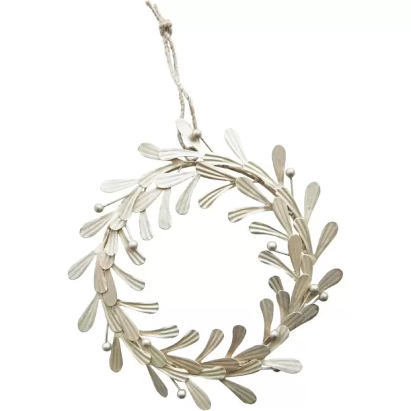 imageCreative CoOp Round Metal Leaves and Berries Wreath Distressed Pewter Finish