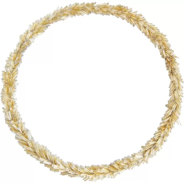 imageCreative CoOp Round Wire and Glass Bead Wreath Gold Finish