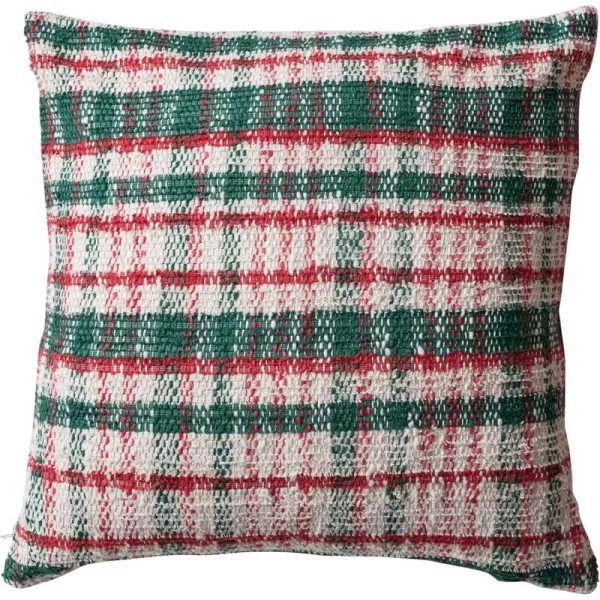 imageCreative CoOp Square Woven Cotton Blend Pillow Color Plaid Cream Red Green