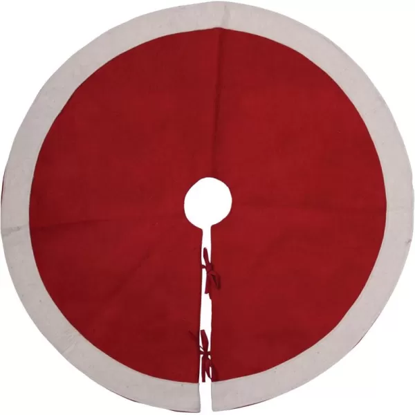 imageCreative CoOp Wool Felt White Trim ampamp Tie Closures Tree Skirts Red