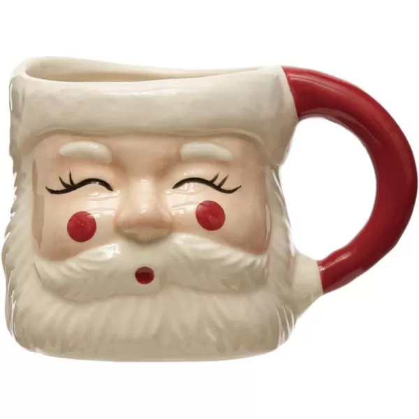 imageHandPainted Stoneware Santa Mug Red and White