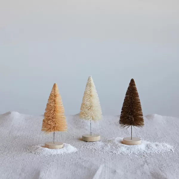 imageCreative CoOp 2 Round x 512H Sisal Bottle Brush Trees wWood Bases Brown Tan ampamp Cream Color Boxed Set of 3