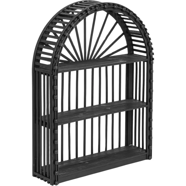 imageCreative CoOp Arched Bamboo and Wood Wall Shelf Black