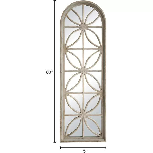 imageCreative CoOp Arched Wood Framed Mirror with Petal Designs
