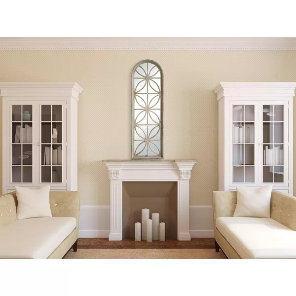 imageCreative CoOp Arched Wood Framed Mirror with Petal Designs