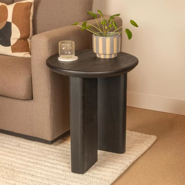imageCreative CoOp Asymmetrical Firwood Round End Table Black