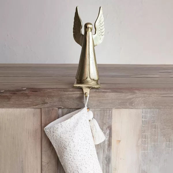 imageCreative CoOp Cast Aluminum Angel Stocking Holder Gold Finish