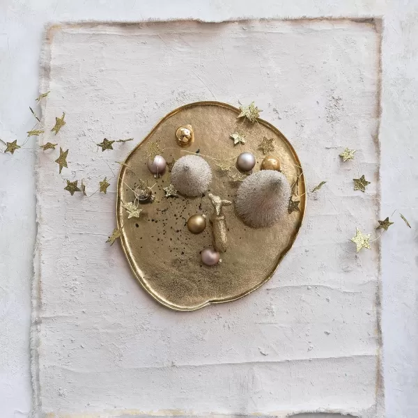 imageCreative CoOp Decorative Cast Aluminum Organic Shaped Tray Gold Finish