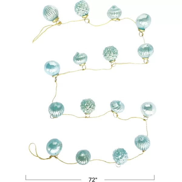 imageCreative CoOp Embossed Mercury Glass Ornament Garland with Gold Cord Mint Color