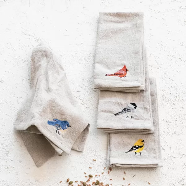 imageCreative CoOp Embroidered Bird Napkins Cotton and Linen Blend Multicolor Set of 4