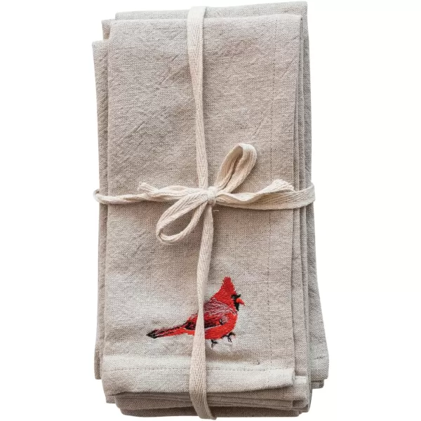 imageCreative CoOp Embroidered Bird Napkins Cotton and Linen Blend Multicolor Set of 4