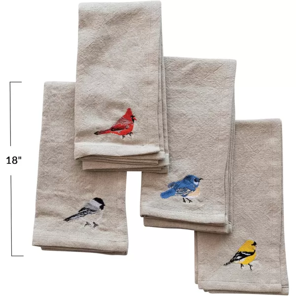 imageCreative CoOp Embroidered Bird Napkins Cotton and Linen Blend Multicolor Set of 4